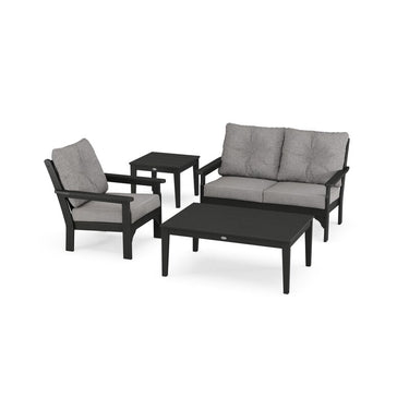 POLYWOOD Vineyard 4-Piece Deep Seating Set - Black / Grey Mist